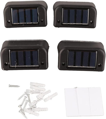 Topyond 4 Pcs Outdoor Lights for Patio Solar Step Light White Lighting Waterproof High Strength Solar LED Deck Light Outdoor Stair Lamp