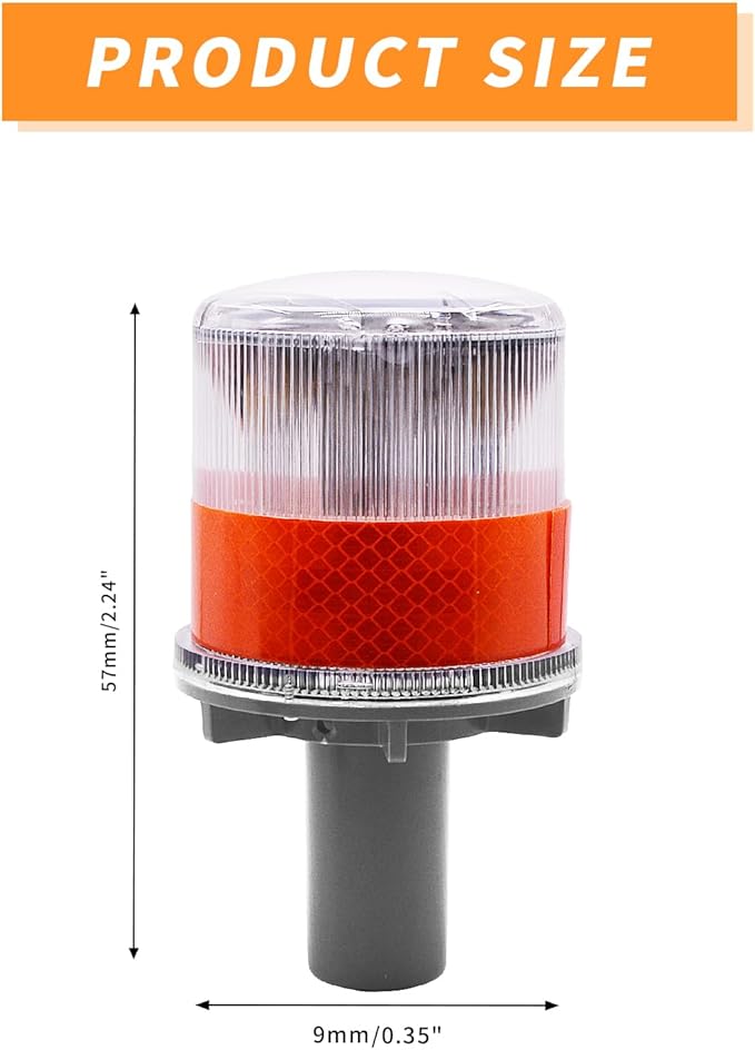 PENCK Solar LED Warning Light Waterproof Driveway Lights Flashing Barricade Light Road Construction Safety Signs Flash Traffic Light for Outdoor Fence Patio Yard Home Pathway Stairs Garden (Amber)