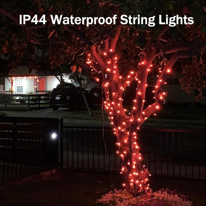 Halloween Indoor String Lights Orange - 220 LEDs 82ft/25m Memory Function 8 Modes End-to-End Plug in Outdoor Waterproof Fairy Twinkle Tree Fall Lights for Autumn/Thanksgiving Day/All Saints' Day/Yard