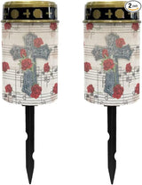 Poceacles Cross Solar Lights - Outdoor Stake Lights with Solar Powered Grave Candles, Red - Garden Figurine Light | Lumora