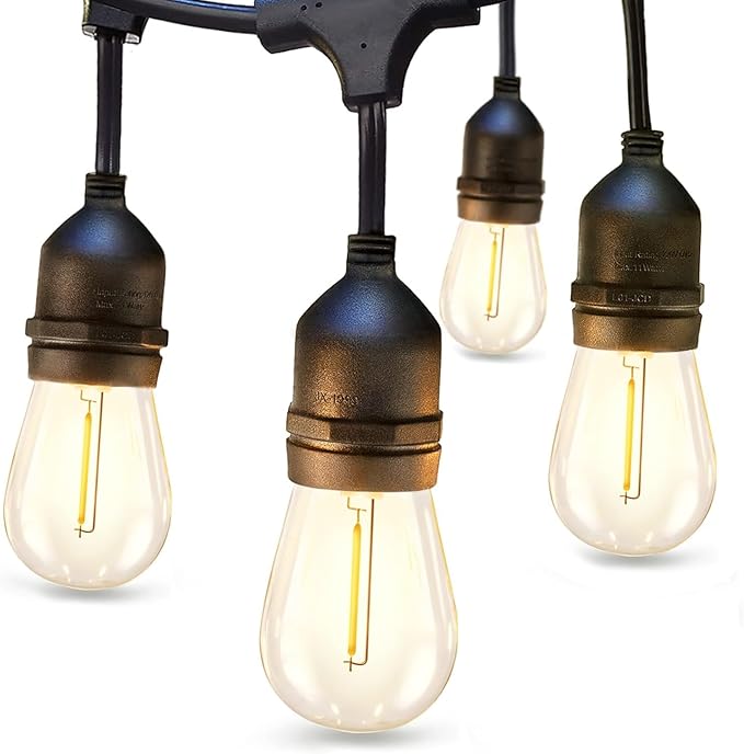 addlon 27FT Outdoor String Lights with 2200K Edison Vintage Shatterproof Bulbs and Commercial Grade Weatherproof | Lumora