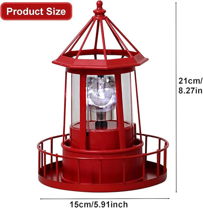Solar Lighthouse Rotating Light, 360 Degree Rotating Lamp Waterproof Statue Rotating Lights, Courtyard Decoration Waterproof Garden Smoke Towers Statue Lights for Lawn Patio Pond Yard Decor