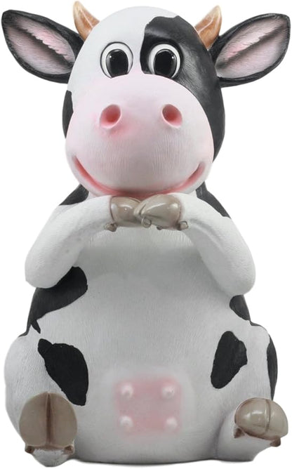 Ebros Gift Country Animal Farm Whimsical Bovine Holstein Mama Cow Statue with Solar LED Lantern Light Betty Sue Garden Decor Path Lighter Night Light Sculpture