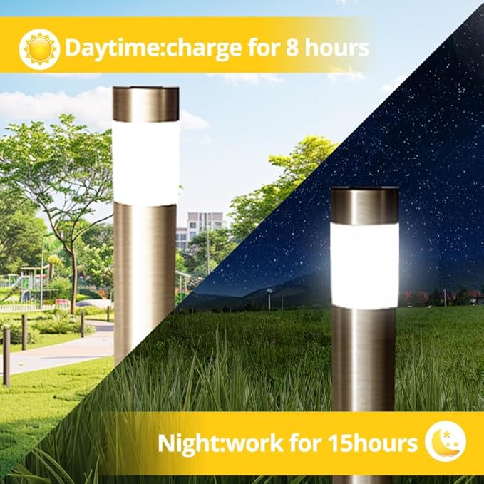 2 Pack Solar Pathway Lights Outdoor, Modern Design Waterproof Solar Landscape Lighting, Bright Garden Lights for Patio Lawn Yard Walkway Driveway (Warm White) (White Light)