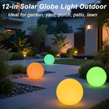 12 Inch Solar Glowing Ball Light Outdoor, Solar Garden Globe Light w/Remote, RGB Color Changing Waterproof Large | Lumora