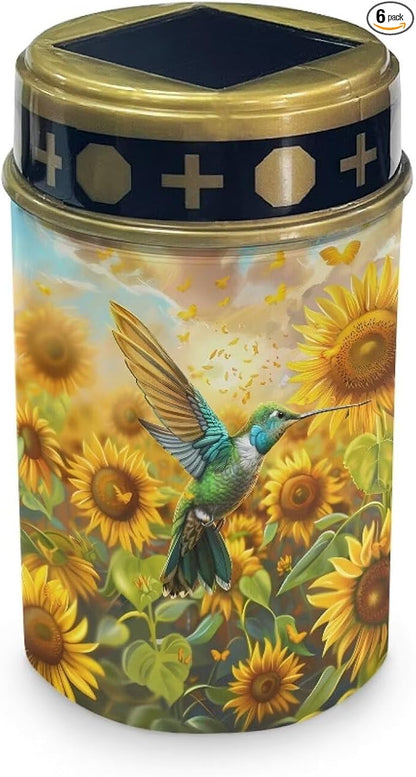 HUGS IDEA Sunflower Hummingbird Solar-Powered Grave Lights Waterproof Garden Pathway Lighting for Yard & Patio Angel Garden Ornaments Solarlampe FüR Grab Wasserdicht