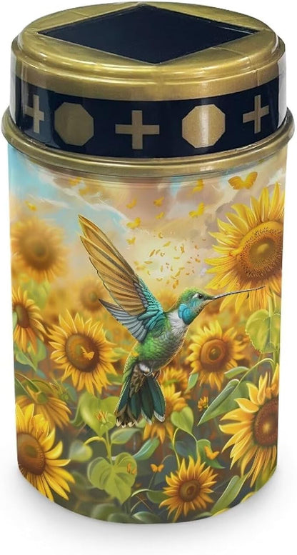 HUGS IDEA Sunflower Hummingbird Solar-Powered Grave Lights Waterproof Garden Pathway Lighting for Yard & Patio Angel Garden Ornaments Solarlampe FüR Grab Wasserdicht
