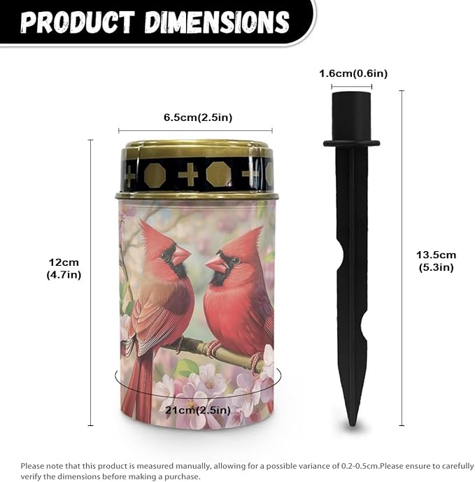 Cardinal Bird Solar Lights for Outside Garden Peach Blossom Flameless Solar Powered Light Garden, Lawn,Patio,Yard Decoration