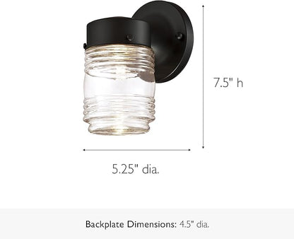 Design House 587246 Jelly Jar Indoor/Outdoor Integrated LED Wall Light, Black