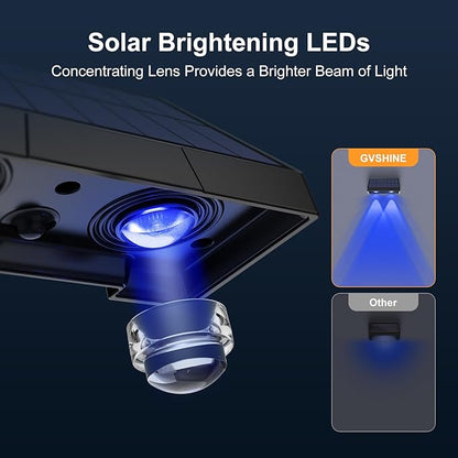 8 Pack Bright Solar Fence Lights Outdoor for Deck, Railing, Stair, Retaining Wall, Waterproof Led Accent Lamp Ambient Lighting with Spot Len for Patio, House (5 Mode Multicolor, 8 Pack)