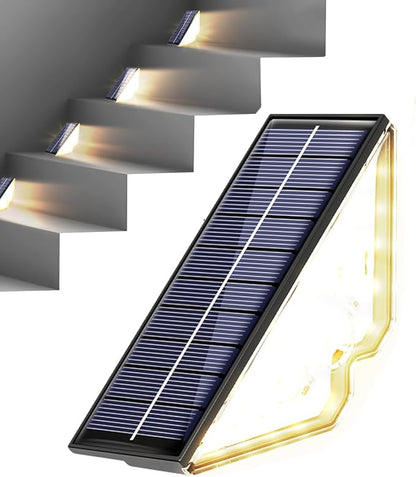 Solar Powered Step Lights for Outside Waterproof Led, Deck Outdoor Decor Stair Stairwell Lighting for Front Door, Patio, Back Porch, Ring Pathway (Warm White, 2pcs) (Warm White, 1pc)