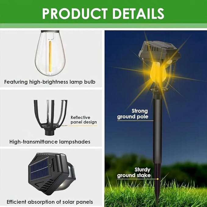 2 Pack Solar Pathway Lights Outdoor, Sensor Light Garden Lights Outdoor Warm White, Waterproof Led Solar Path Lights for Yard, Patio, Landscape, Walkway