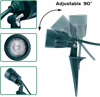 Outdoor Spotlight Plug in, Weather Resistant, Heavy Duty Stake, Landscape Light for Yard, Tree, Flag, Holiday Decor, 6FT Cord, 120V 300LM 5000K, Green, ETL Listed, 2Pack