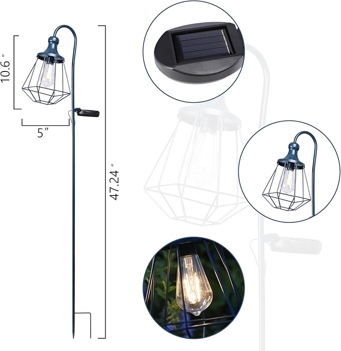 2 Pack Solar Pathway Lights Outdoor Waterproof Solar Powered Metal Path Lighting for Garden Backyard Landscape Lighting, Decor Lights Gift for Women, Blue