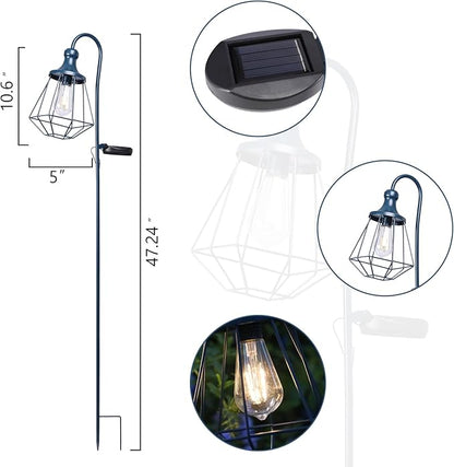 2 Pack Solar Pathway Lights Outdoor Waterproof Solar Powered Metal Path Lighting for Garden Backyard Landscape Lighting, Decor Lights Gift for Women, Blue