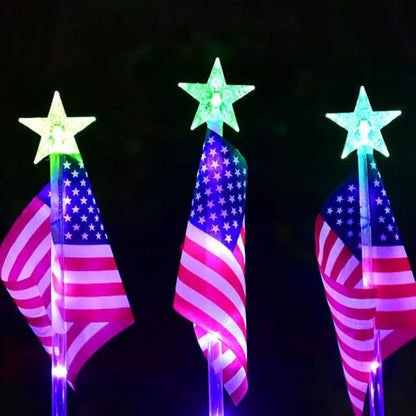 Solar Decorative Lights LED Outdoor Solar Lights America Flag Decorative Flags Patriotic Garden Flag Solar Landscaping Spotlights Solar Garden Lights Outdoor LED Flagpole Lights