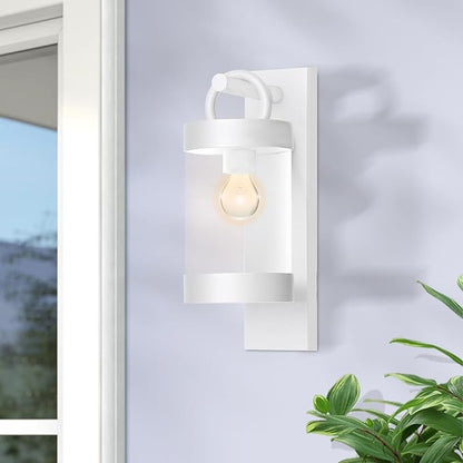 Outdoor Dusk to Dawn Wall Light Exterior Light Fixture Sconce Pure Aluminum Porch Lantern White E26 (Bulb Not Included) Waterproof Lamps Decoration Garden Yard Lights for Garage Fence Front Door