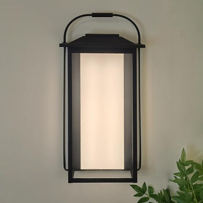 24" Ht Modern Oversized Outdoor Super Bright Wall Sconce with Built-in 2x20W LED Covered by Milky White Acrylic and Clear Glass, Suitable for Big House, Extra High Walls and Gates.