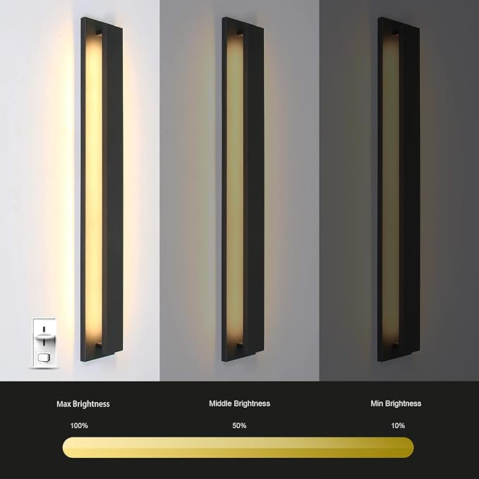 35inch Long Outdoor Modern LED Wall Light, 20W Waterproof Indoor Wall Mount Fixtures,3000K Warm Light Rectangular Wall Sconce for Front Door, Stairway, Living Room