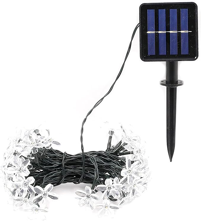 Solar String Lights Outdoor Lights LED Waterproof Sakura Tree Flower Shape 8 Functions Peach Lantern Christmas Garden Decoration Lights
