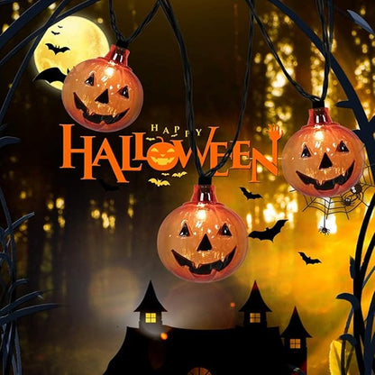 SUNSGNE Pumpkin String Lights, 8.5ft Halloween String Lights with 10 Smiling Jack-O-Lantern Pumpkin Light for Indoor Outdoor Party Decorations