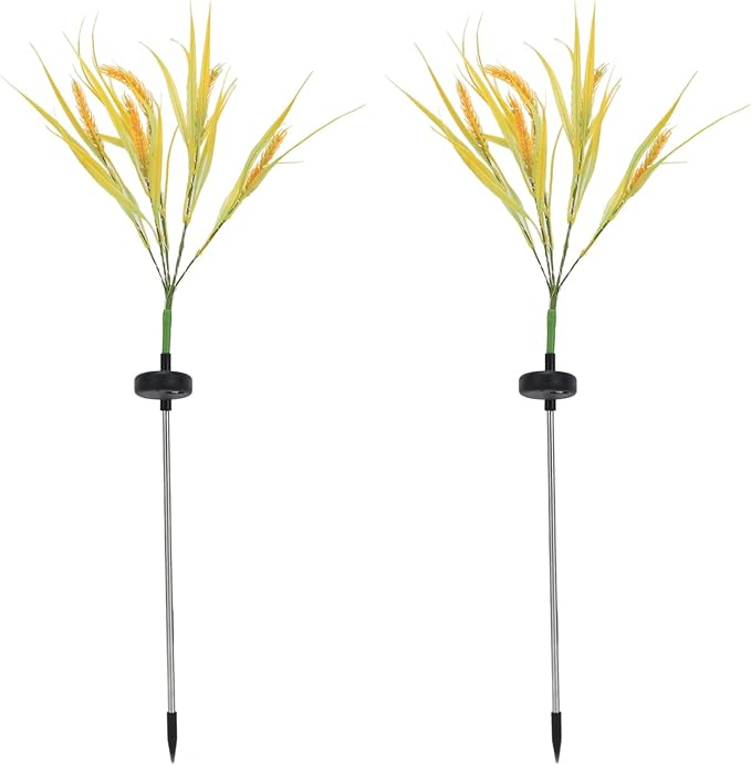2 Pack Wheat Ear Solar Garden Stake Lights LED Outdoor Decorative for Patio Lawn Yard Pathway (Warm White)