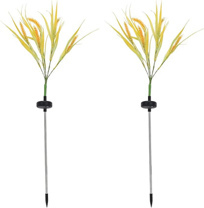 2 Pack Wheat Ear Solar Garden Stake Lights LED Outdoor Decorative for Patio Lawn Yard Pathway (Warm White)