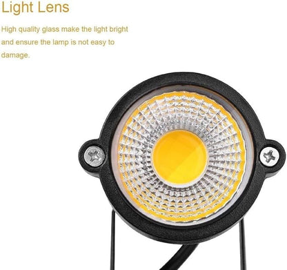 Youngine Pack of 2, 12V Low Voltage LED Landscape Lights Waterproof Outdoor Walls Trees Flags Spotlights 5W COB Garden Yard Path Lawn Light with Spike Stand (Warm),NO Plug