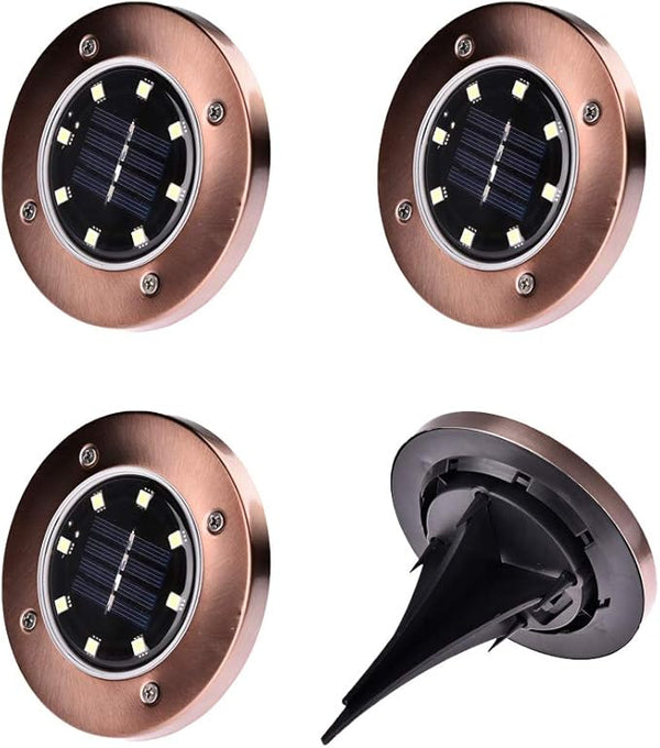 8 LED Solar Ground Lights Solar Powered Disk Lights Outdoor Solar Garden Path Lights for Lawn Pathway Yard Driveway | Lumora