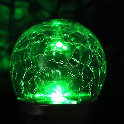 Solar Pathway Lights 2 Pack LED Solar Garden Lamp Yard Stake Crackle Round Ball Light Decorative Outdoor Lighting for Lawn Garden Yard Pathway