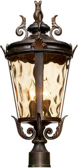 John Timberland Marseille Vintage Outdoor Post Light Fixture Veranda Bronze 25" Champagne Hammered Glass for | Lumora