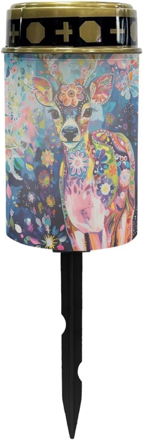 Colorful Deer Solar Garden Stake Lights - Bright Cemetery Grave Decorations, Waterproof for Outside, Driveway | Lumora