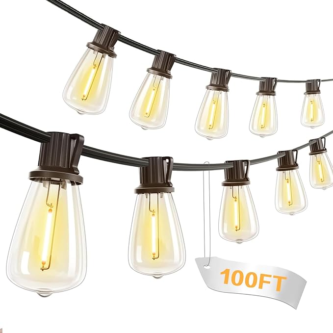 100 FT Patio Lights Outdoor Waterproof, 37+2 Shatterproof LED Bulbs Connectable Hanging Outdoor Electric Lighting | Lumora