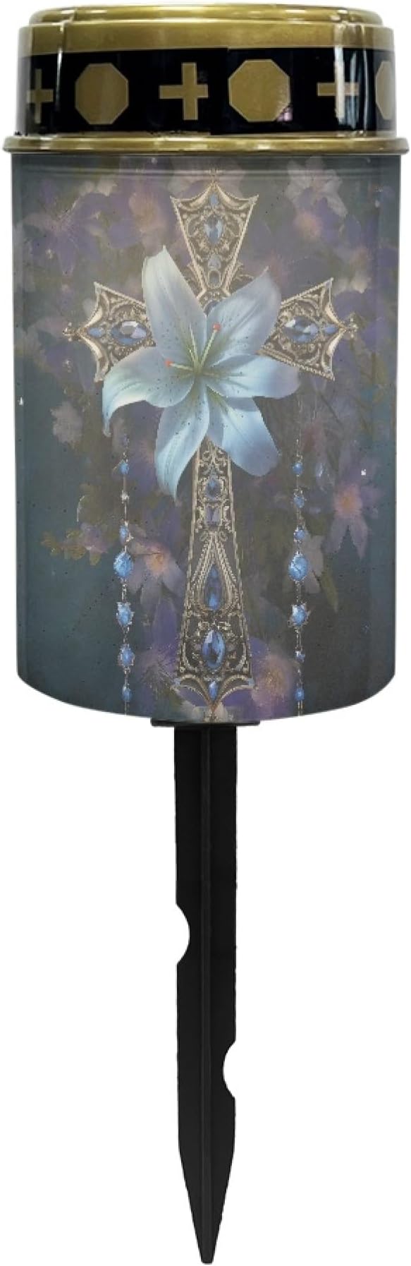 Solar Pathway Lights,Grave Crosses for Cemetery Solar Lights Outdoor Waterproof Garden Stake Lights for Outside Patio Landscape Lighting Flameless Warm White Pathway Lights Spotlights