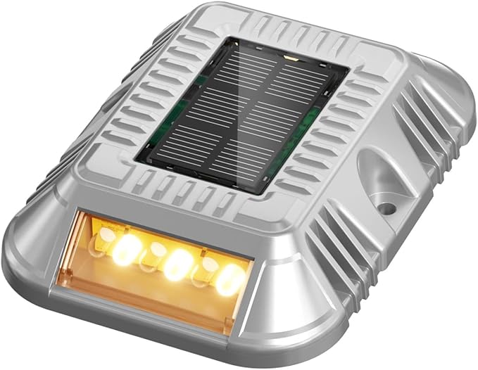 addlon Solar Dock Lights Marine 1 Pack, 2CCT Outdoor Driveway Marker Deck Lights, IP67 Waterproof, Solar Powered Deck Light for Pathway Warning Step Sidewalk Patio, Warm White & Cool White, FCC