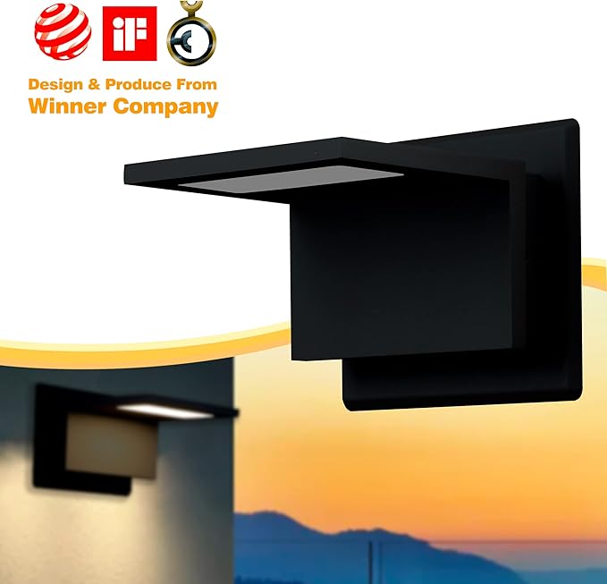 Wall Light Outdoor LED Wall Mount Lamp Black Modern Wall Mount Sconce Lantern Fixture for Porch Front Door Garden Yard Patio IP54 Waterproof 10W 680Lm 3000K
