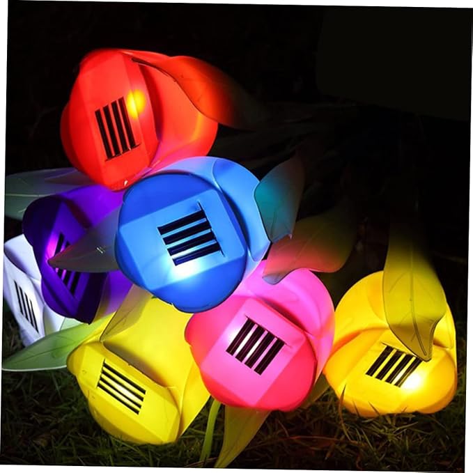 BESPORTBLE 7pcs Solar Led Garden Lights Outdoor Landscape Lighting for Pathways Driveways Energy Saving Weatherproof Auto Sensor for Night Use Random Colors