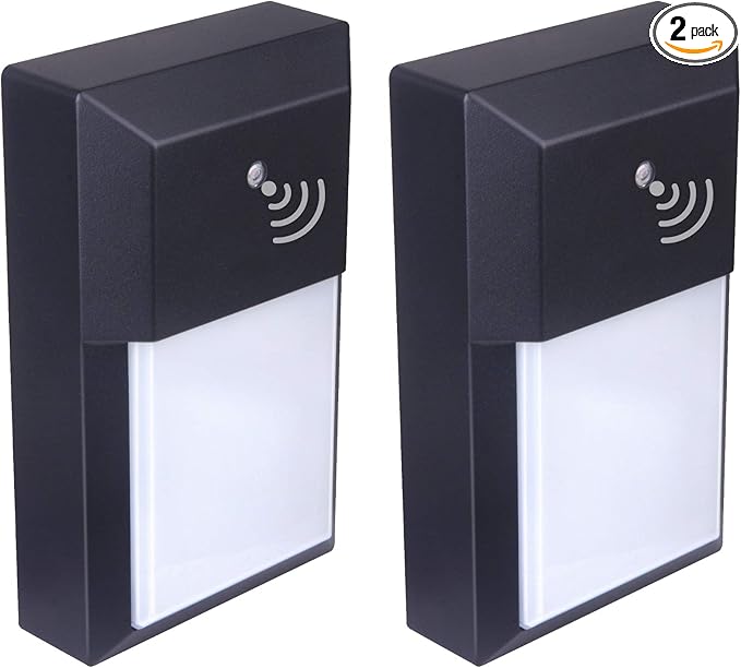LIT-PaTH Dusk to Dawn Outdoor Wall Lantern, LED Wall Sconce for Porch Lighting Fixture, 12W 1000 Lumens, Aluminum Housing Plus PC, 2-Pack, 3000K-Black Finish