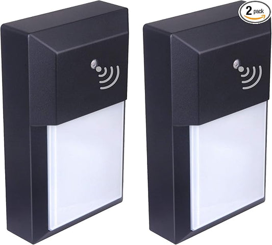 LIT-PaTH Dusk to Dawn Outdoor Wall Lantern, LED Wall Sconce for Porch Lighting Fixture, 12W 1000 Lumens, Aluminum Housing Plus PC, 2-Pack, 3000K-Black Finish