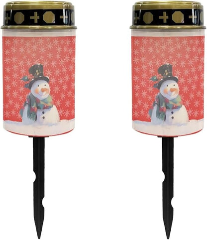 Merry Christmas Snowman Solar Garden Light Solar Powered Lights Outdoor Solar Garden Light Outside Solar Lights for Yard Waterproof Landscape Path Light