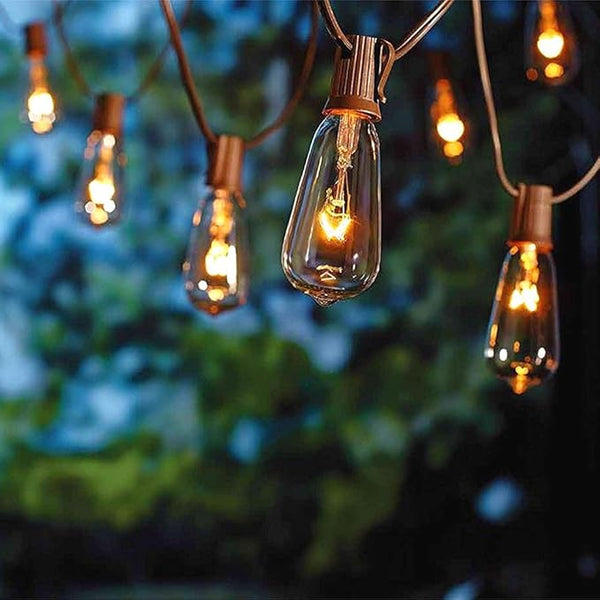 SUNSGNE 20Ft Edison Outdoor String Lights with 22 Clear Edison Bulbs, ST40 Vintage Bulbs String Lights, 7W | Lumora