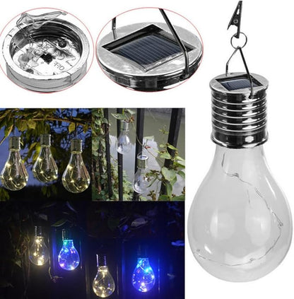 Solar Hanging Camping Lights Garden Yard Pathway Waterproof LED Light Bulb (Yellow)