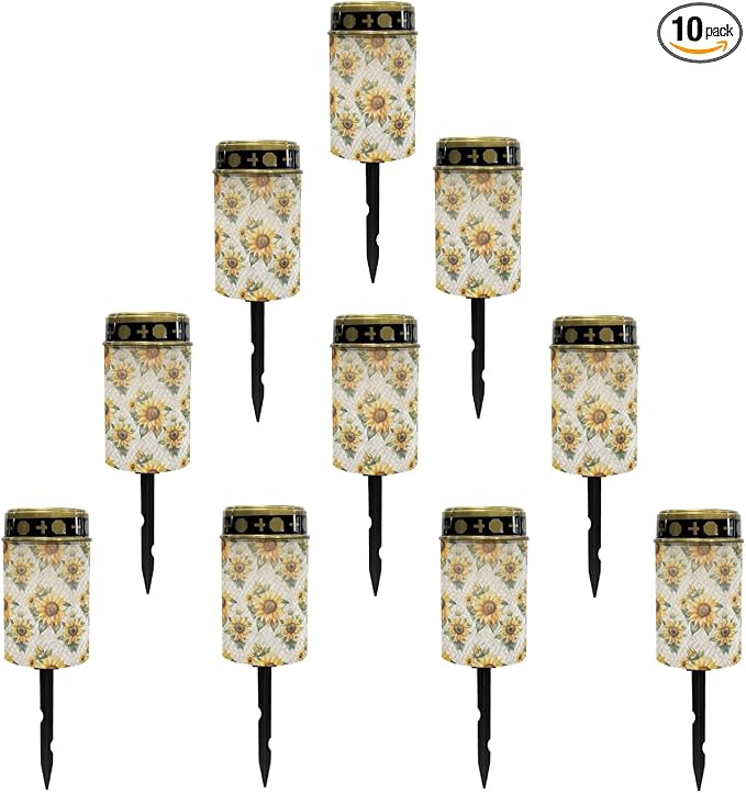 Sunflower Outdoor Solar Garden Stake Lights Pathway Lights Landscape Lighting for Yard Patio Warm Solar Lantern Solar Walkway Lights Wall Light Auto On & Off