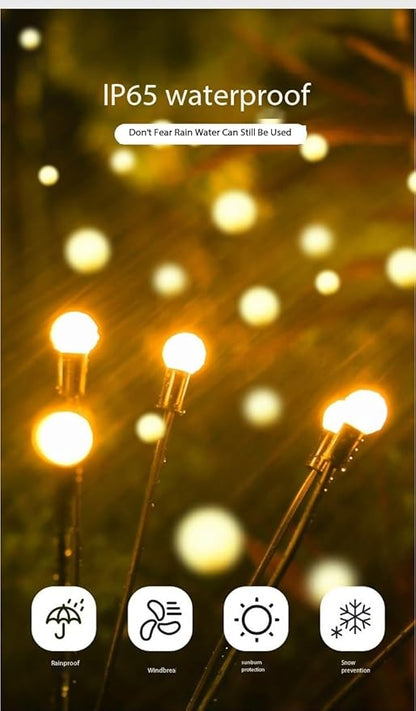 Generic Firefly Solar Lights Outdoor LED Waterproof Solar Powered Pathway Lights for Garden, Patio, Yard, 8 Head Warm White (4), Black