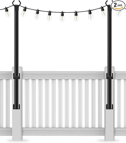 2 Pack 5Ft String Light Poles,Outside String Lights,Outdoor Light Poles,Metal Poles Stand for Patio,Backyard,Deck