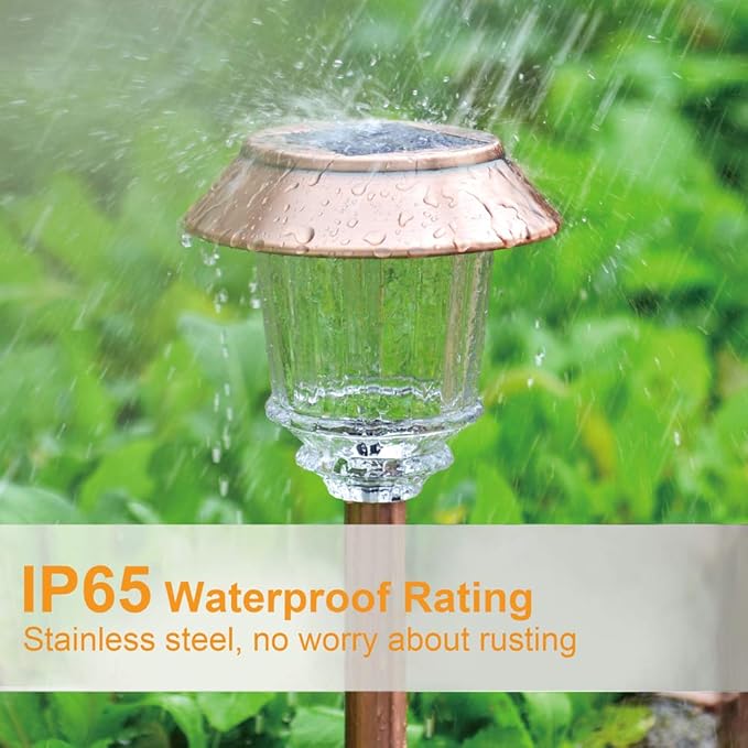 XMCOSY+ Solar Pathway Lights Dimmable - 4 Pack Outdoor Garden | 6 Pack Solar Pathway Lights Waterproof