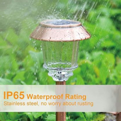 XMCOSY+ Solar Pathway Lights Dimmable - 4 Pack Outdoor Garden | 6 Pack Solar Pathway Lights Waterproof