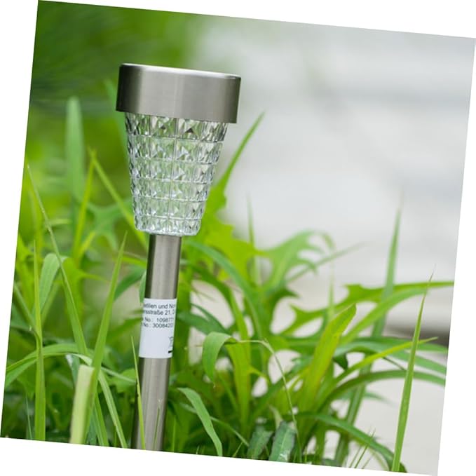 BESPORTBLE Waterproof Solar Garden Light Outdoor LED Stainless Steel Lawn Path Lamp with Ground Spike Solar Yard Lighting for Patio and Landscape