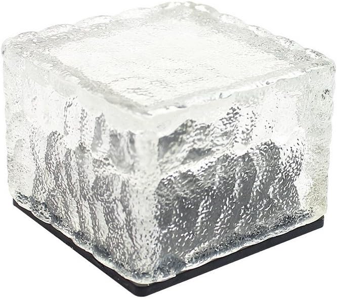 JKLcom Solar Ice Cube Path Lights in-Groud Buried Lights Solar Powered Crystal Brick LED Night Lamp for Garden Courtyard Pathway Patio Pool Pond Outdoor Xmas Decoration,White,2 Pack