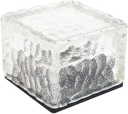 JKLcom Solar Ice Cube Path Lights in-Groud Buried Lights Solar Powered Crystal Brick LED Night Lamp for Garden Courtyard Pathway Patio Pool Pond Outdoor Xmas Decoration,White,2 Pack